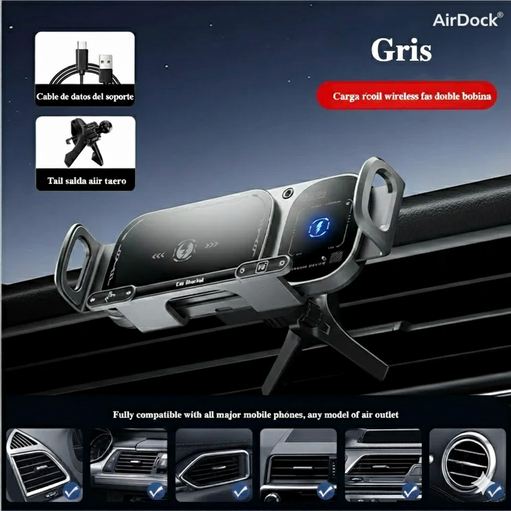 AirDock® Soporte Vehicular [Carga rápida y sujeción inteligente]