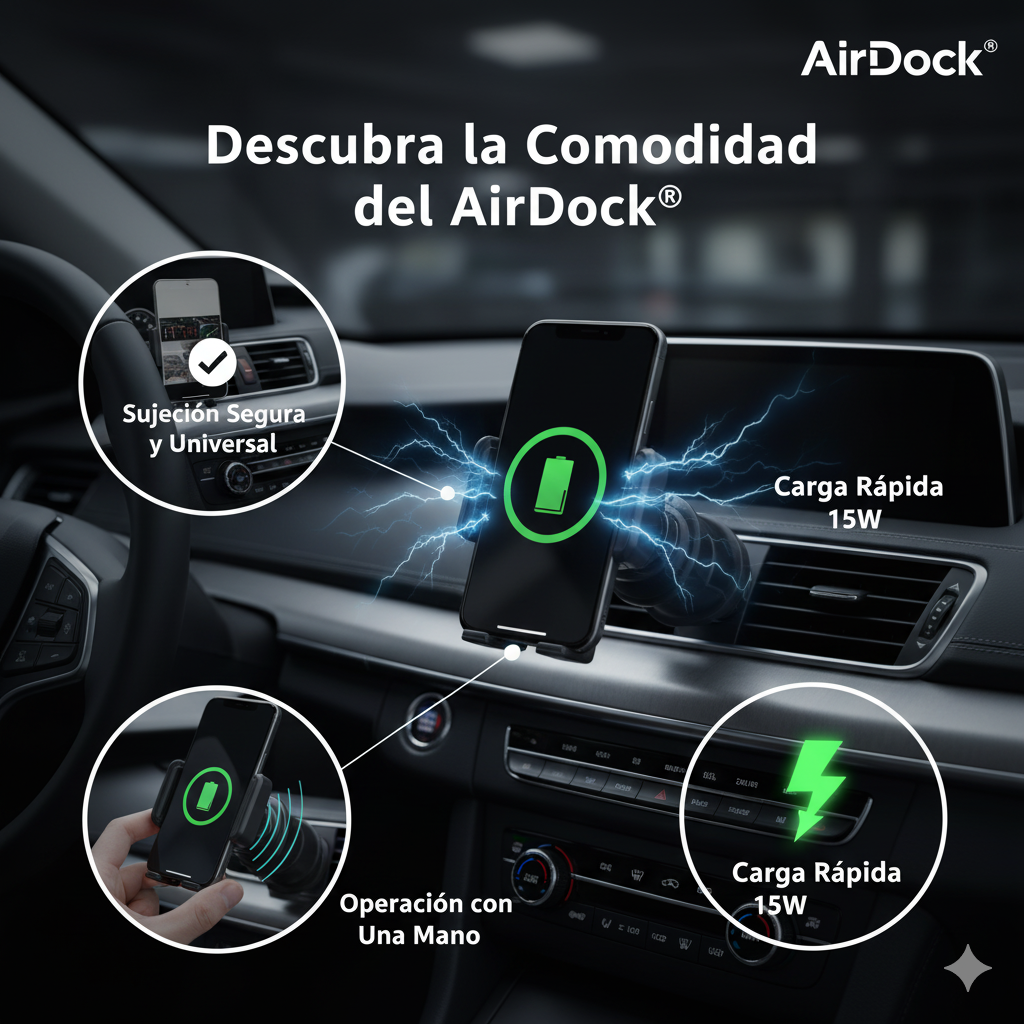 AirDock® Soporte Vehicular [Carga rápida y sujeción inteligente]