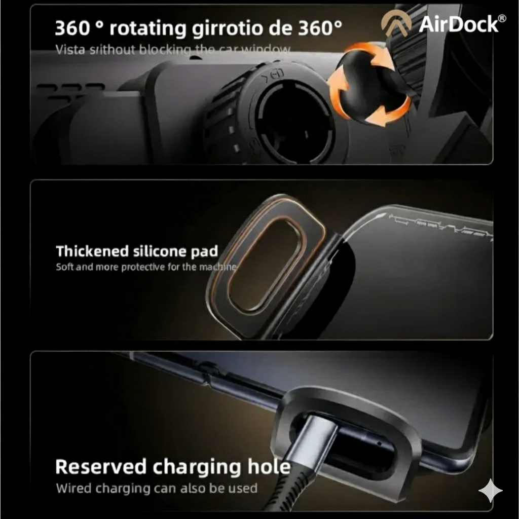 AirDock® Soporte Vehicular [Carga rápida y sujeción inteligente]